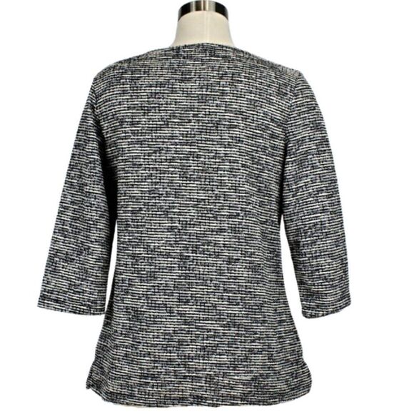 Carolyn Taylor Sweater Top Knit Pullover ¾ Sleeve Kangaroo Pocket Black/White L - Picture 3 of 9